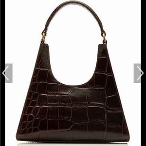 Staud Rey Mini Croc Effect Leather Shoulder Bag